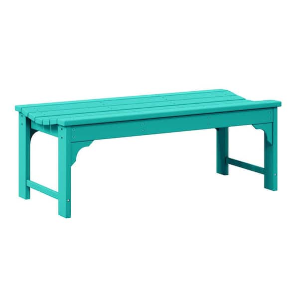 WESTIN OUTDOOR Mason Outdoor Patio All-Weather Fade Resistant HDPE Poly Plastic Backless Garden Bench in Turquoise