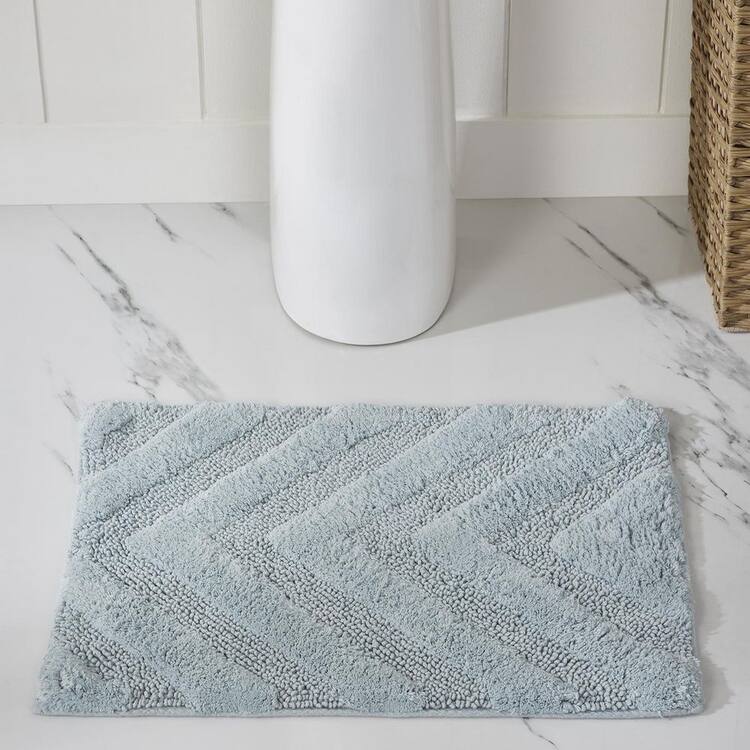 Better Trends Hugo 17 in. x 24 in. Blue 100% Cotton Rectangle Bath Rug