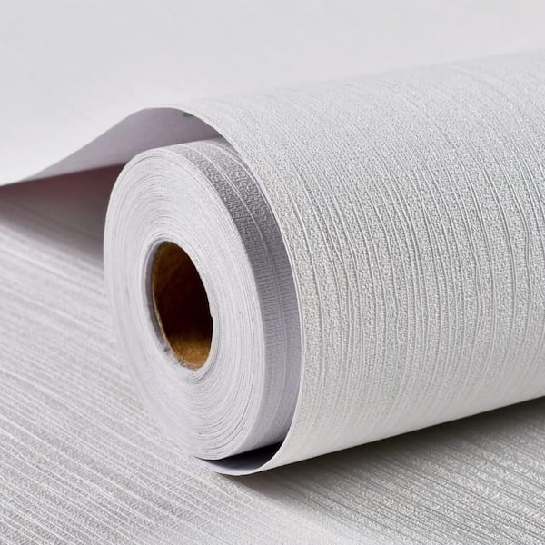 Grasscloth Peel and Stick Wallpaper, 24 in. W x 393 in. D x 0.5 in. H, White Finish, Waterproof Vinyl Contact Paper