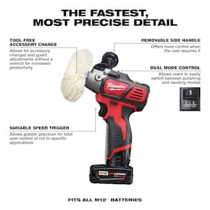M12 12V Lithium-Ion Cordless Variable Speed Polisher/Sander with M12 Rotary Tool and 6.0 Ah XC Battery Pack