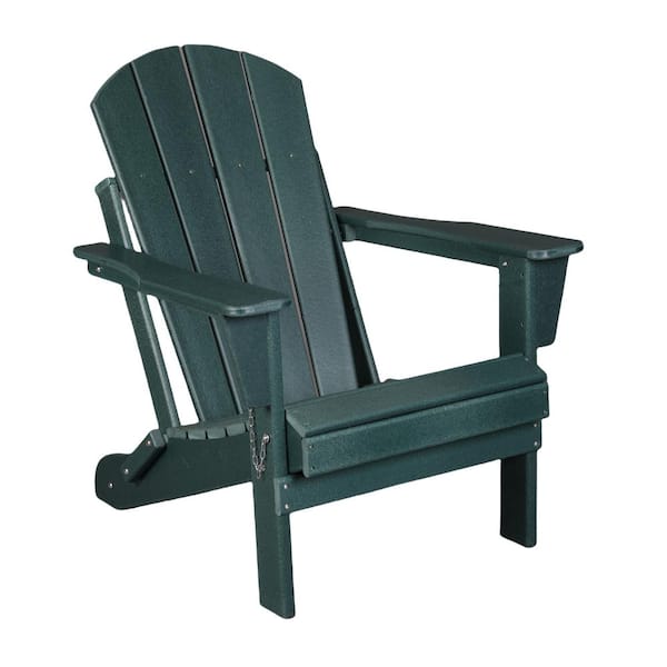 HOTEBIKE Dark Green Folding Adirondack Chair, HDPE All-Weather Adirondack Chair