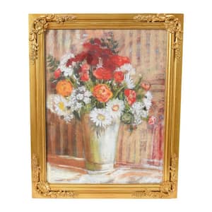 Wood Framed Vintage Reproduction Floral Print Nature Art Print 35 in. x 28 in.