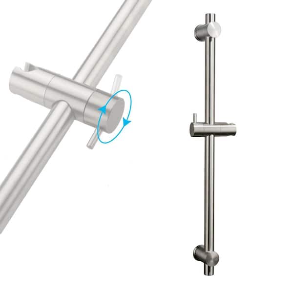 24 Inch Stainless Steel Shower Slide Bar with Adjustable ABS Shower Head Holder and Brushed Nickel Finish