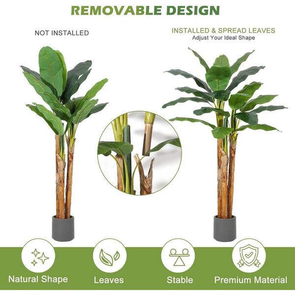artificial green plants in pots 21in Long Monstera Plant In Cement Pot main image 1