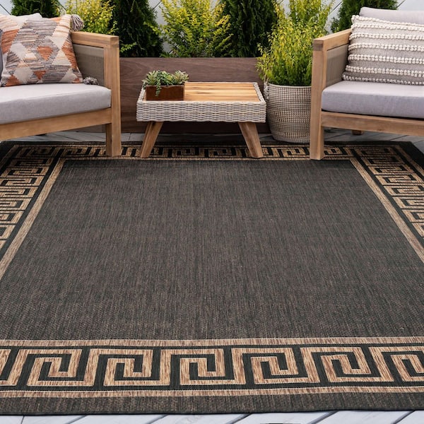 Eco Greek Key Gold 5 ft. x 8 ft. Indoor/Outdoor Area Rug