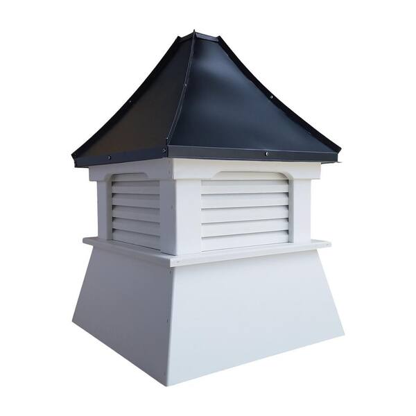 Accentua Bryce Vinyl Cupola – 20 In. Square, 26 In. High, White PVC & Black Aluminum Roof