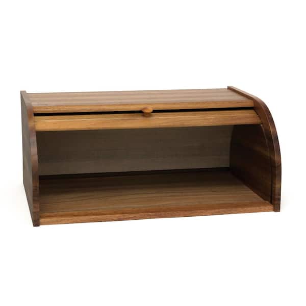 Lipper Brown 1-Piece Acacia Rolltop Bread Box