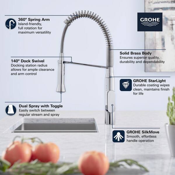 K7 Medium Semi-Pro Single-Handle Pull-Down Sprayer Standard Kitchen Faucet in SuperSteel Infinity K7 Medium Semi-Pro Single-Handle Pull-Down Sprayer Standard Kitchen Faucet in SuperSteel Infinity