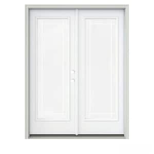 60 in. x 80 in. White Painted Steel Left-Hand Inswing 9 Lite Glass Active/Stationary Patio Door
