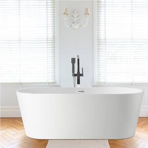 Bordeaux 67 in. Acrylic Flatbottom Freestanding Bathtub in White