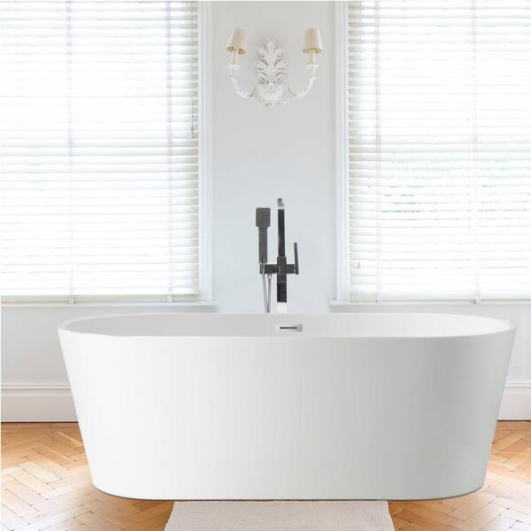 Vanity Art Bordeaux 67 in. Acrylic Flatbottom Freestanding Bathtub in White