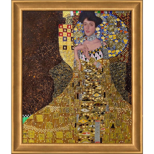 LA PASTICHE Portrait of Adele Bloch Bauer I by Gustav Klimt Muted Gold Glow Framed People Oil Painting Art Print 24 in. x 28 in.
