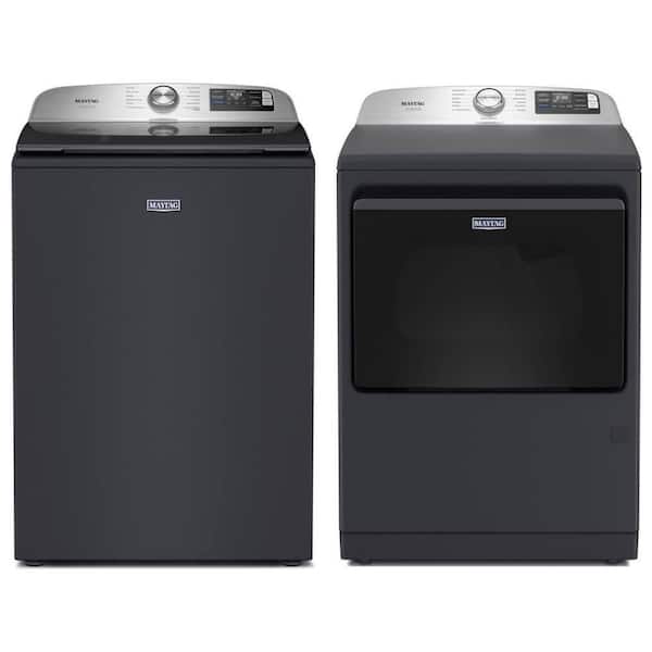 5.3 cu. ft. Top Load Washer and 7.4 cu. ft. Dryer in Midnight Steel with Pet Pro Option Set