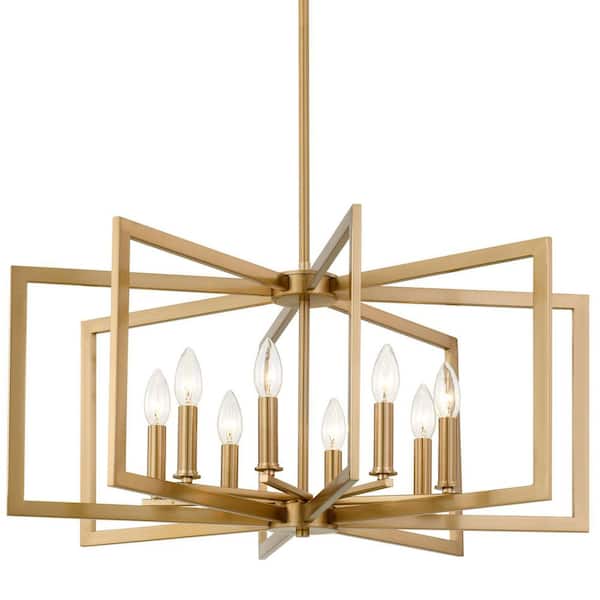 Glam 60-Watt 8-Light Cool Brass Modern Chandelier