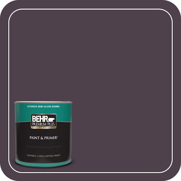BEHR PREMIUM PLUS 1 qt. #T13-10 Plum Orbit Semi-Gloss Enamel Exterior Paint & Primer