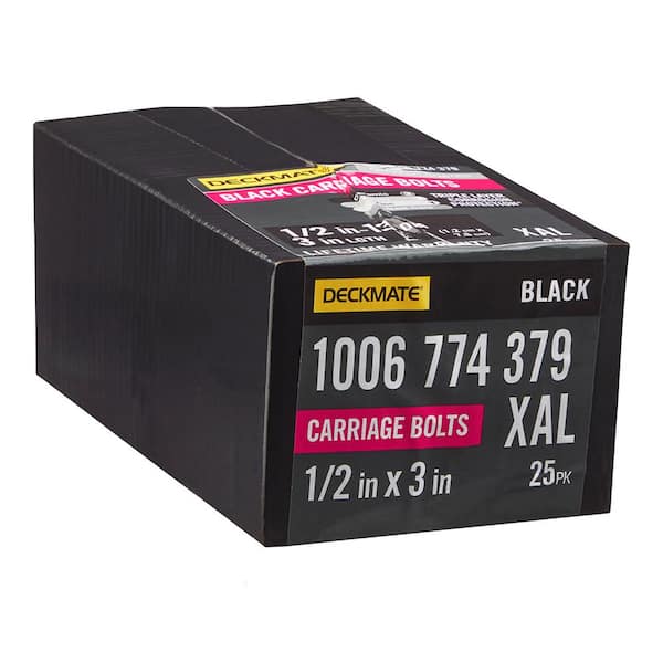 1/2 in. -13 x 3 in. Black Ceramic Deck Exterior Carriage Bolt (25-Pack)