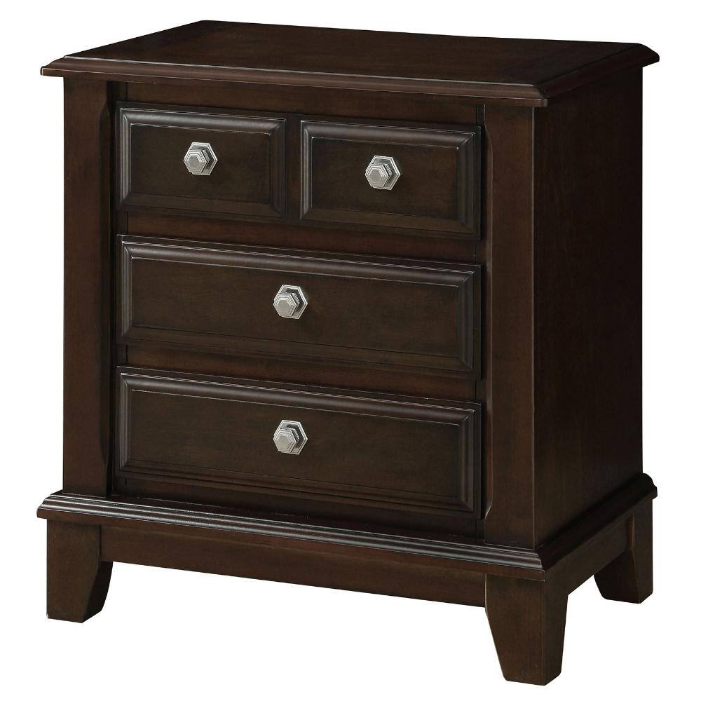 Litchville Brown Cherry 4-Drawer Transitional Nightstand
