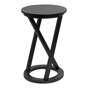 Aja 15.00 in. D Black 23.00 in. H Round Wood End Table