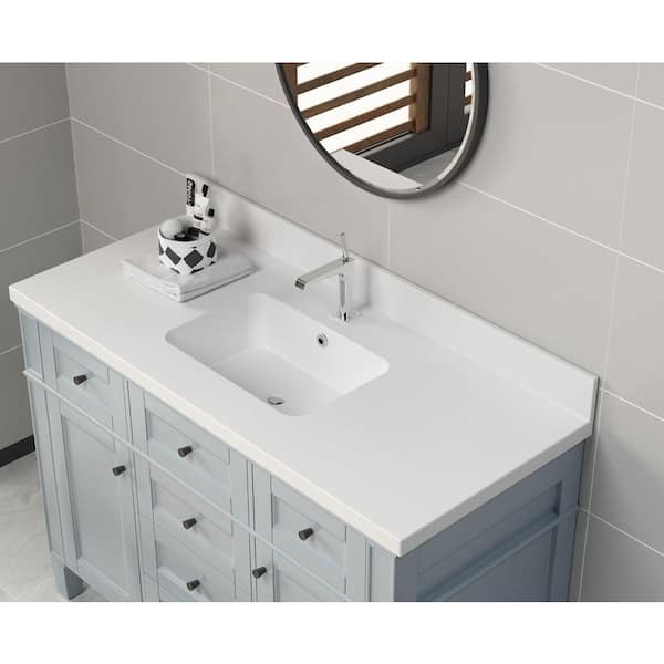 True 51 in. W Solid Surface Vessel Vanity Top in Matt White with Matt White Basin True 51 in. W Solid Surface Vessel Vanity Top in Matt White with Matt White Basin