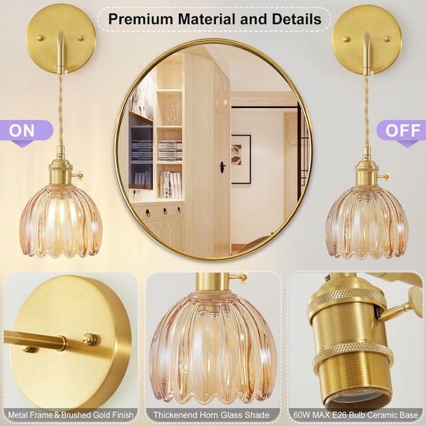 Deyidn Vintage 5.09 in. 1-Light Gold Modern Industrial Wall Sconce