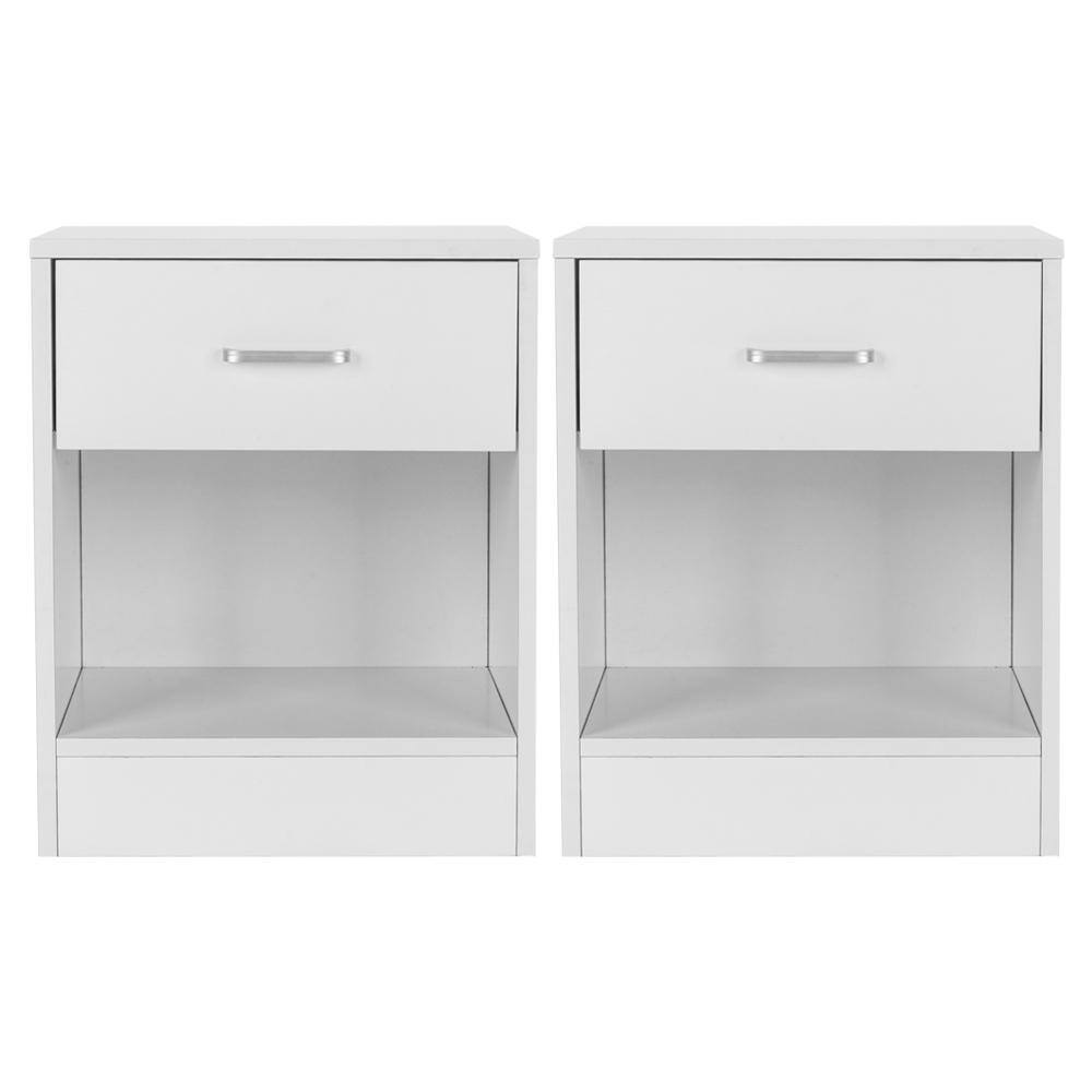 Winado 2Piece 1Drawer White Nightstand 19.7 in. H x 15.8 in. W x 11.8