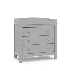 Noah Pebble Gray 3 Drawer Kids Dresser with Changing Topper