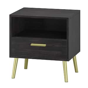 1-Drawer Black Nightstand Storage Compartment Sofa Side End Table Bedside 20" H x 19.5" W x 15.6" D