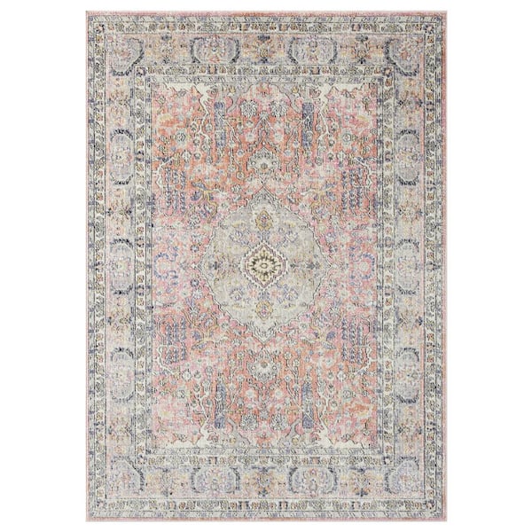 LUXE WEAVERS Bohemian Pink 4x5 Oriental Polypropylene Area Rug