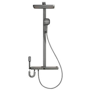 Thermostatic Shower 7-Spray 13 in. Dual Shower Head Wall Mount Fixed and Handheld Shower Head 2.34 GPM in Gunmetal Gray