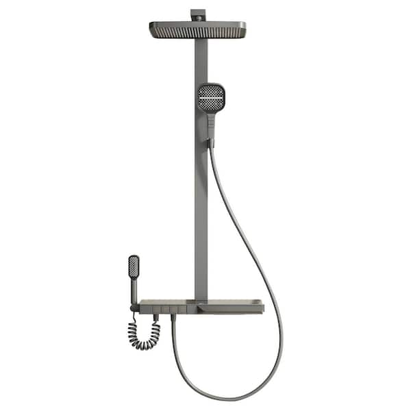 Boyel Living Thermostatic Shower 7-Spray 13 in. Dual Shower Head Wall Mount Fixed and Handheld Shower Head 2.34 GPM in Gunmetal Gray