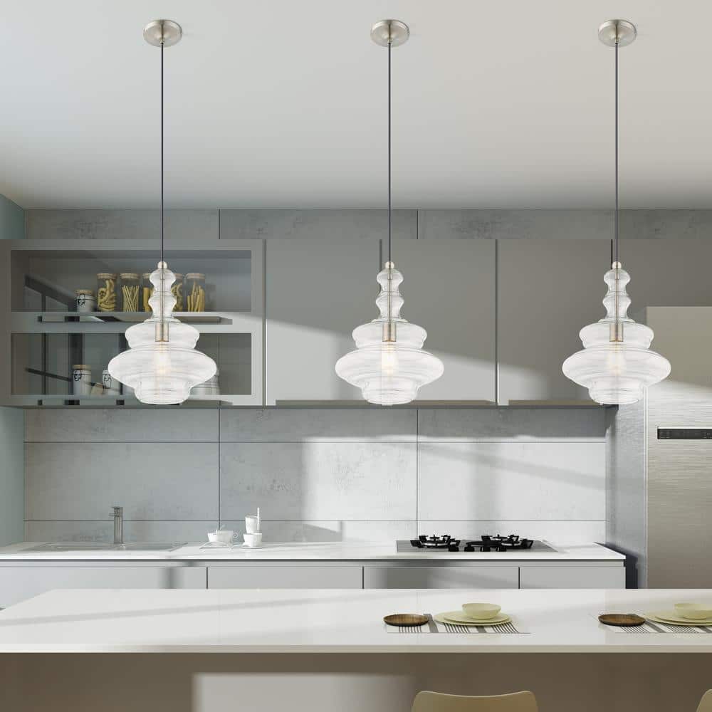 Brushed Nickel Clear Glass Mini Pendant Light