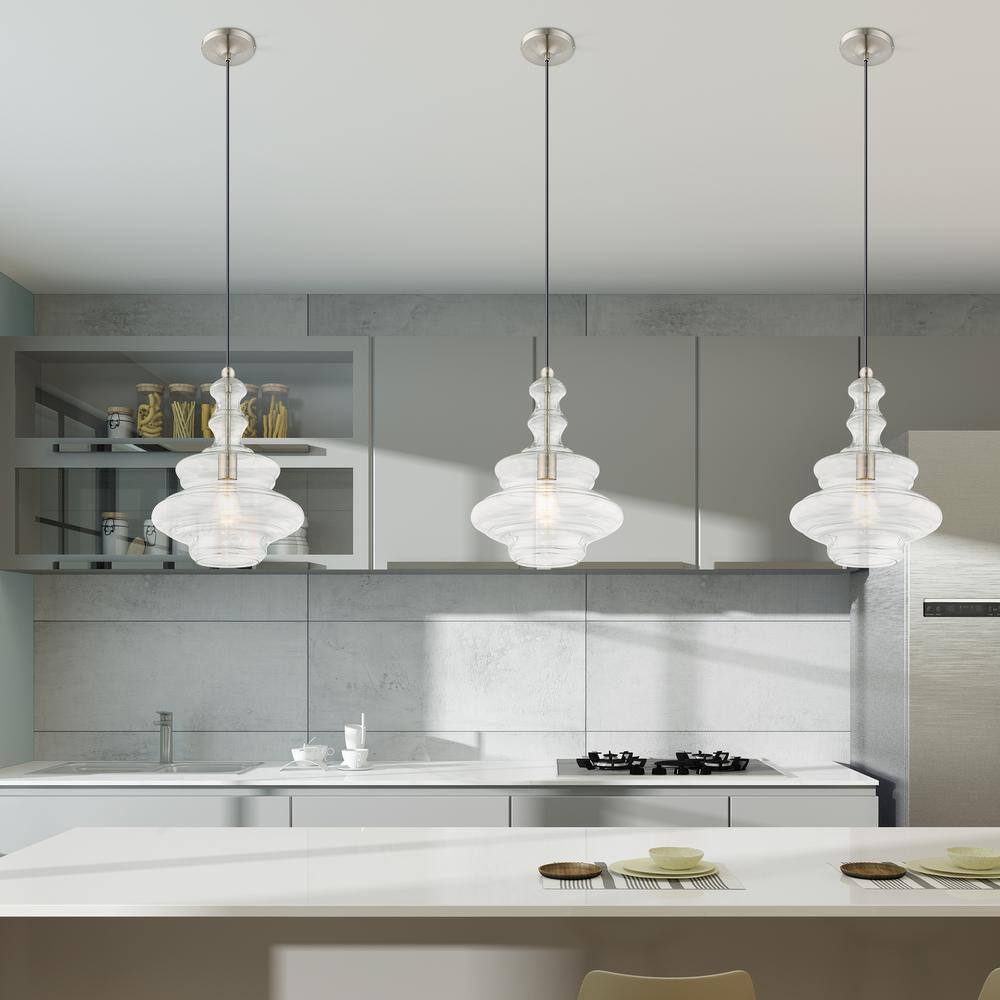 Brushed Nickel Clear Glass Mini Pendant Light
