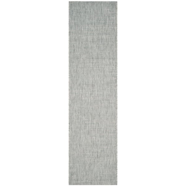 SAFAVIEH Courtyard Gray/Turquoise 2 ft. x 8 ft. Solid Indoor/Outdoor Patio  Runner Rug