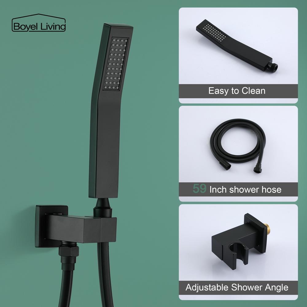 Matte Black Wall-Mounted Multi-Head Shower System with Handheld