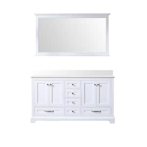 Dukes 60 in. W x 22 in. D White Double Bath Vanity, Cultured Marble Top, and 58 in. Mirror