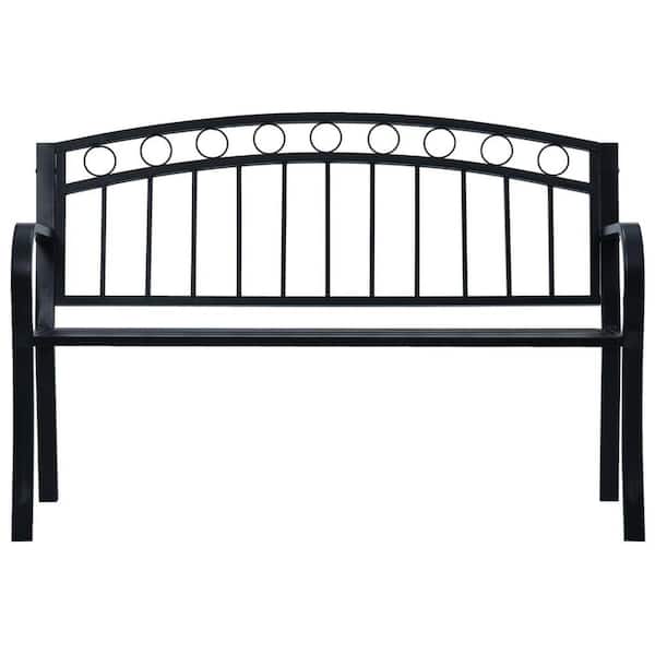 Movisa 49.2 in. Metal Outdoor Bench Black