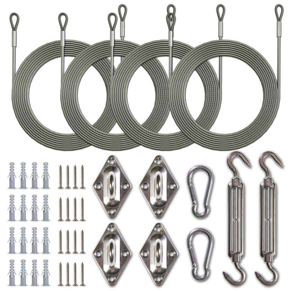 6 in. Rectangle Square Sun Sun Shade Sail Installation Hardware Kit with Cables price history on PriceWatchPro