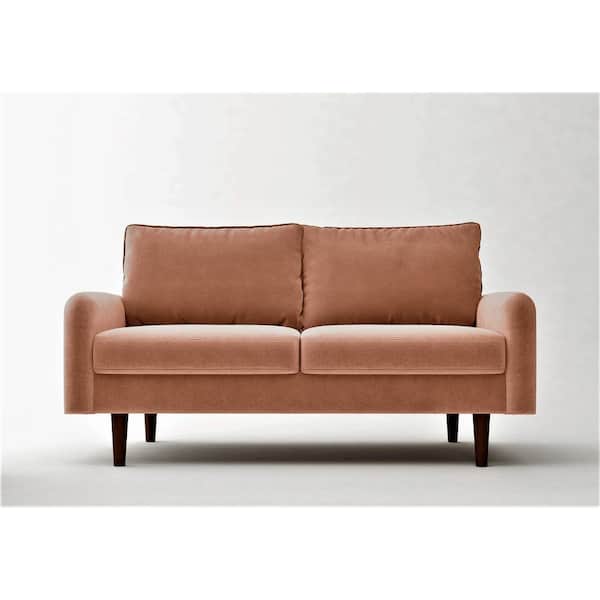 Vivo 57.8 in. Rose Velvet 2-Seater Loveseat with Removable Cushions