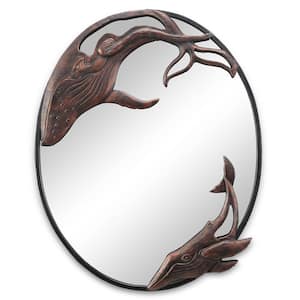 21.5 in. W x 26 in. H Whale Oval Framed Antique Bronze Mirror