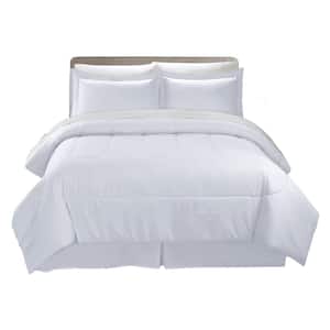 Swift Home All-Season 8-Piece White Solid Color Microfiber King Bed in a Bag