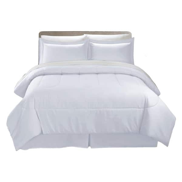 swift home Swift Home All-Season 7-Piece White Solid Color Microfiber Twin Bed in a Bag