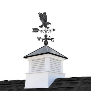 Manchester 26in. x 26in. Square x 58in. High Vinyl Cupola with Black Aluminum Roof and Black Aluminum Eagle Weathervane