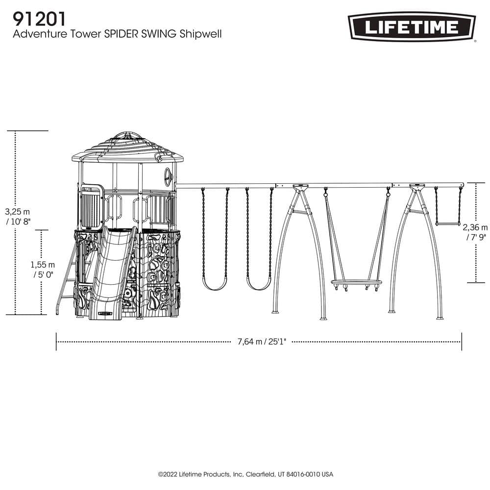 Lifetime Adventure Tower Swing Set with Slide and Climbing Wall