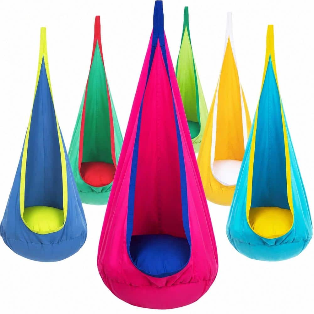 Kids Sensory Pod Swing Seat with Inflatable Pillow and Side Pocket, Hanging Hammock Chair for Indoor and Outdoor