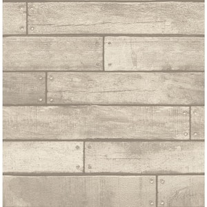 Weathered Grey Nailhead Plank Paper Strippable Roll (Covers 56.4 sq. ft.)