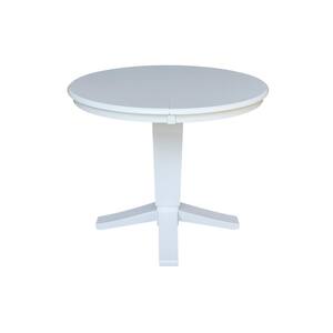 Aria White Solid Wood 36 in. Extendable Pedestal Dining Table, seats 4