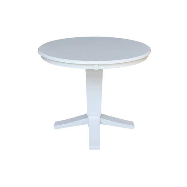 International Concepts Aria White Solid Wood 36 in. Extendable Pedestal Dining Table, seats 4