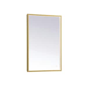 Timeless Home 20 in. W x 30 in. H Modern Square Aluminum Framed LED Wall Bathroom Vanity Mirror in Brass