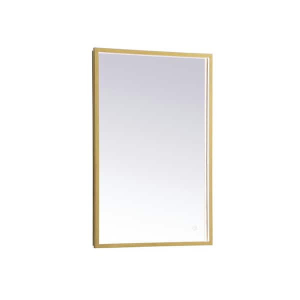 Timeless Home 20 in. W x 30 in. H Modern Square Aluminum Framed LED Bathroom Vanity Mirror in Brass