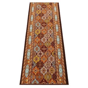 Bakhtiari Design Cut to Size Multicolor Color 36" Width x Your Choice Length Custom Size Slip Resistant Runner Rug